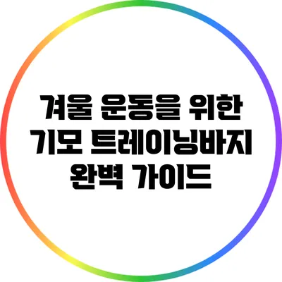 겨울 운동을 위한 기모 트레이닝바지 완벽 가이드
