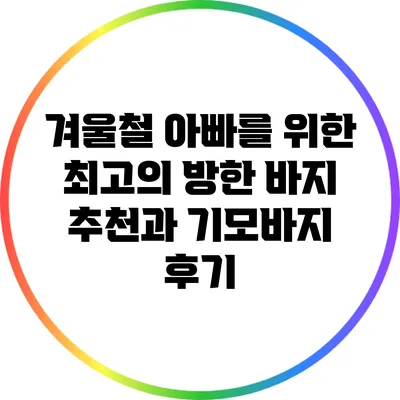 겨울철 아빠를 위한 최고의 방한 바지 추천과 기모바지 후기