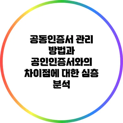 공동인증서 관리 방법과 공인인증서와의 차이점에 대한 심층 분석