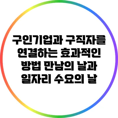 구인기업과 구직자를 연결하는 효과적인 방법: 만남의 날과 일자리 수요의 날
