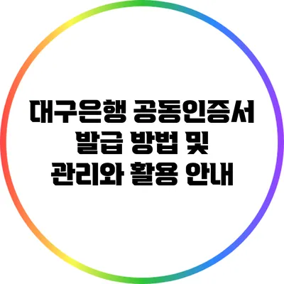 대구은행 공동인증서 발급 방법 및 관리와 활용 안내