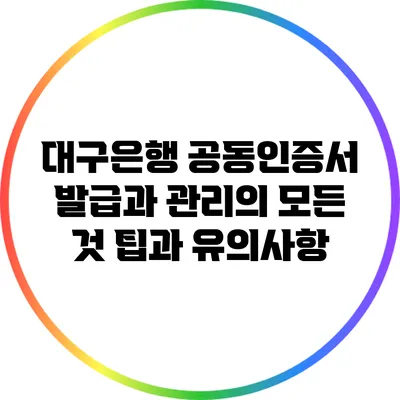 대구은행 공동인증서 발급과 관리의 모든 것: 팁과 유의사항