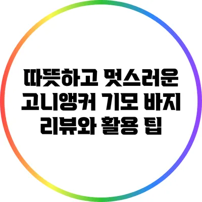 따뜻하고 멋스러운 고니앵커 기모 바지 리뷰와 활용 팁