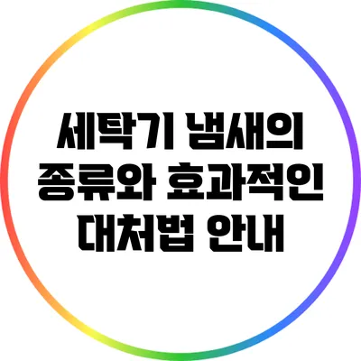 세탁기 냄새의 종류와 효과적인 대처법 안내