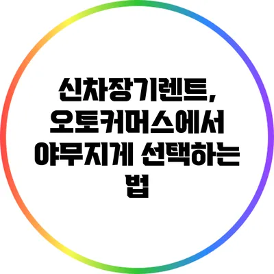 신차장기렌트, 오토커머스에서 야무지게 선택하는 법