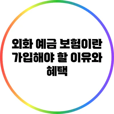 외화 예금 보험이란? 가입해야 할 이유와 혜택