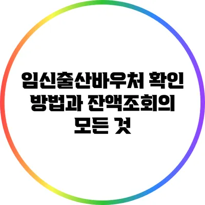 임신출산바우처 확인 방법과 잔액조회의 모든 것