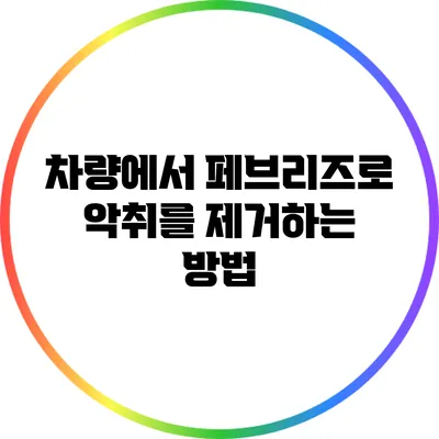 차량에서 페브리즈로 악취를 제거하는 방법
