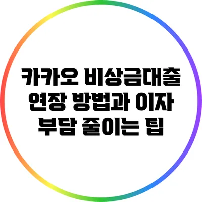 카카오 비상금대출 연장 방법과 이자 부담 줄이는 팁