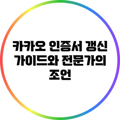 카카오 인증서 갱신 가이드와 전문가의 조언