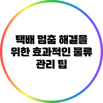 택배 멈춤 해결을 위한 효과적인 물류 관리 팁