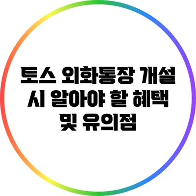 토스 외화통장 개설 시 알아야 할 혜택 및 유의점