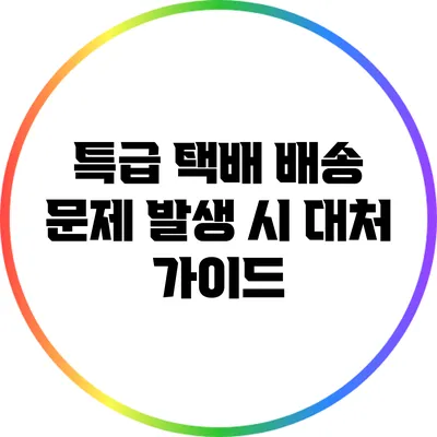 특급 택배 배송 문제 발생 시 대처 가이드