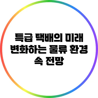 특급 택배의 미래: 변화하는 물류 환경 속 전망