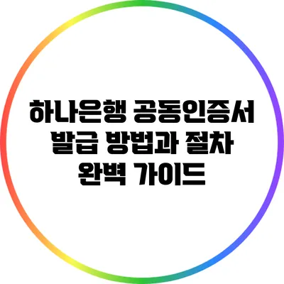 하나은행 공동인증서 발급 방법과 절차 완벽 가이드