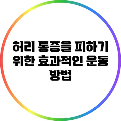 허리 통증을 피하기 위한 효과적인 운동 방법
