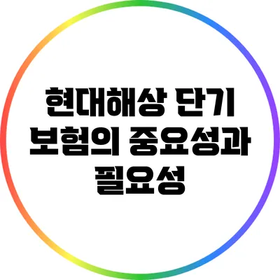 현대해상 단기 보험의 중요성과 필요성