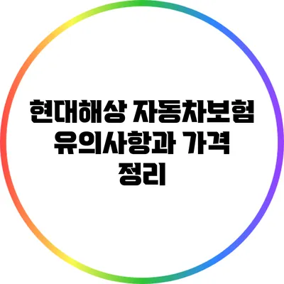 현대해상 자동차보험: 유의사항과 가격 정리
