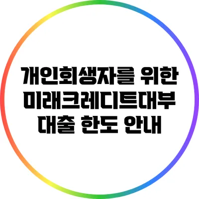 개인회생자를 위한 미래크레디트대부 대출 한도 안내