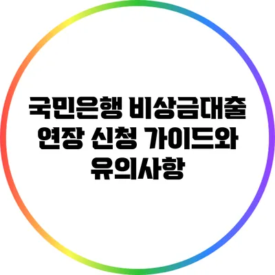 국민은행 비상금대출 연장 신청 가이드와 유의사항
