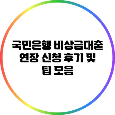 국민은행 비상금대출 연장 신청 후기 및 팁 모음