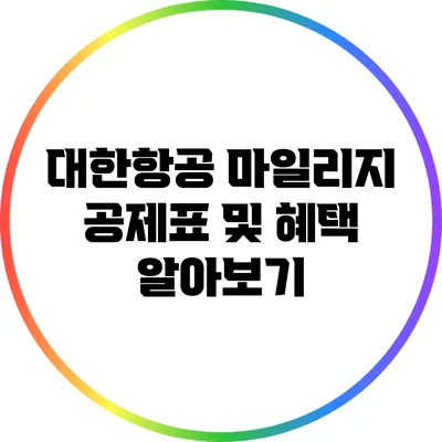 대한항공 마일리지 공제표 및 혜택 알아보기