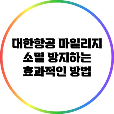 대한항공 마일리지 소멸 방지하는 효과적인 방법