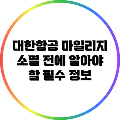 대한항공 마일리지 소멸 전에 알아야 할 필수 정보