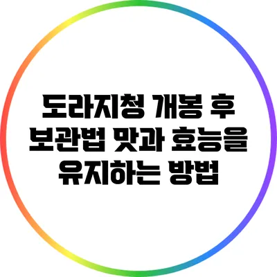 도라지청 개봉 후 보관법: 맛과 효능을 유지하는 방법