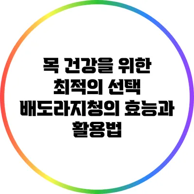 목 건강을 위한 최적의 선택: 배도라지청의 효능과 활용법