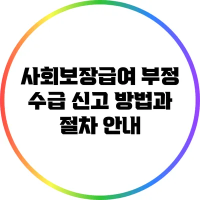 사회보장급여 부정 수급 신고 방법과 절차 안내