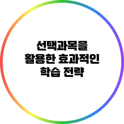 선택과목을 활용한 효과적인 학습 전략