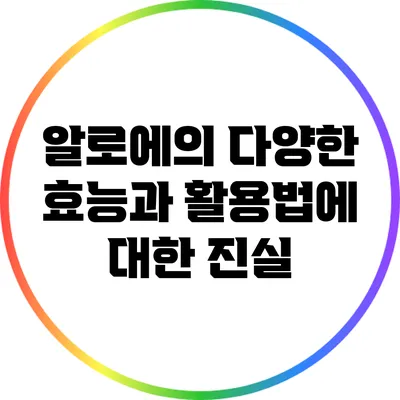 알로에의 다양한 효능과 활용법에 대한 진실