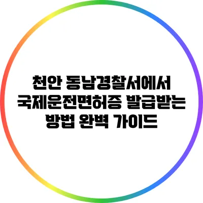 천안 동남경찰서에서 국제운전면허증 발급받는 방법 완벽 가이드