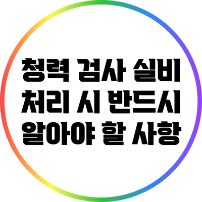 청력 검사 실비 처리 시 반드시 알아야 할 사항