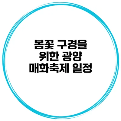 봄꽃 구경을 위한 광양 매화축제 일정