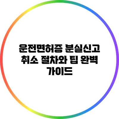 운전면허증 분실신고 취소 절차와 팁 완벽 가이드