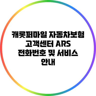캐롯퍼마일 자동차보험 고객센터 ARS 전화번호 및 서비스 안내
